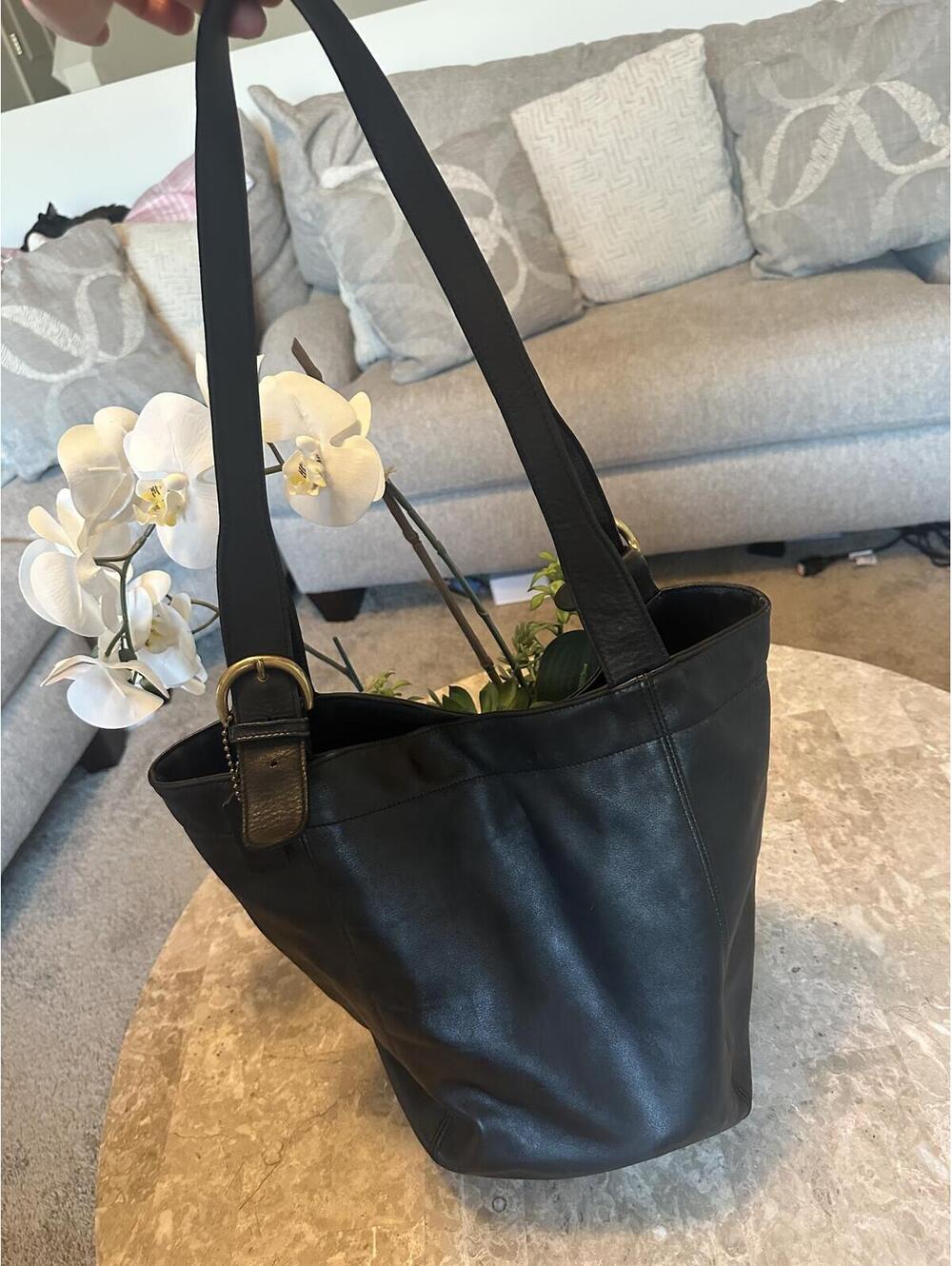 COACH 4082 Leather Tote Bag Black Vintage Authentic Large Capacity Unisex